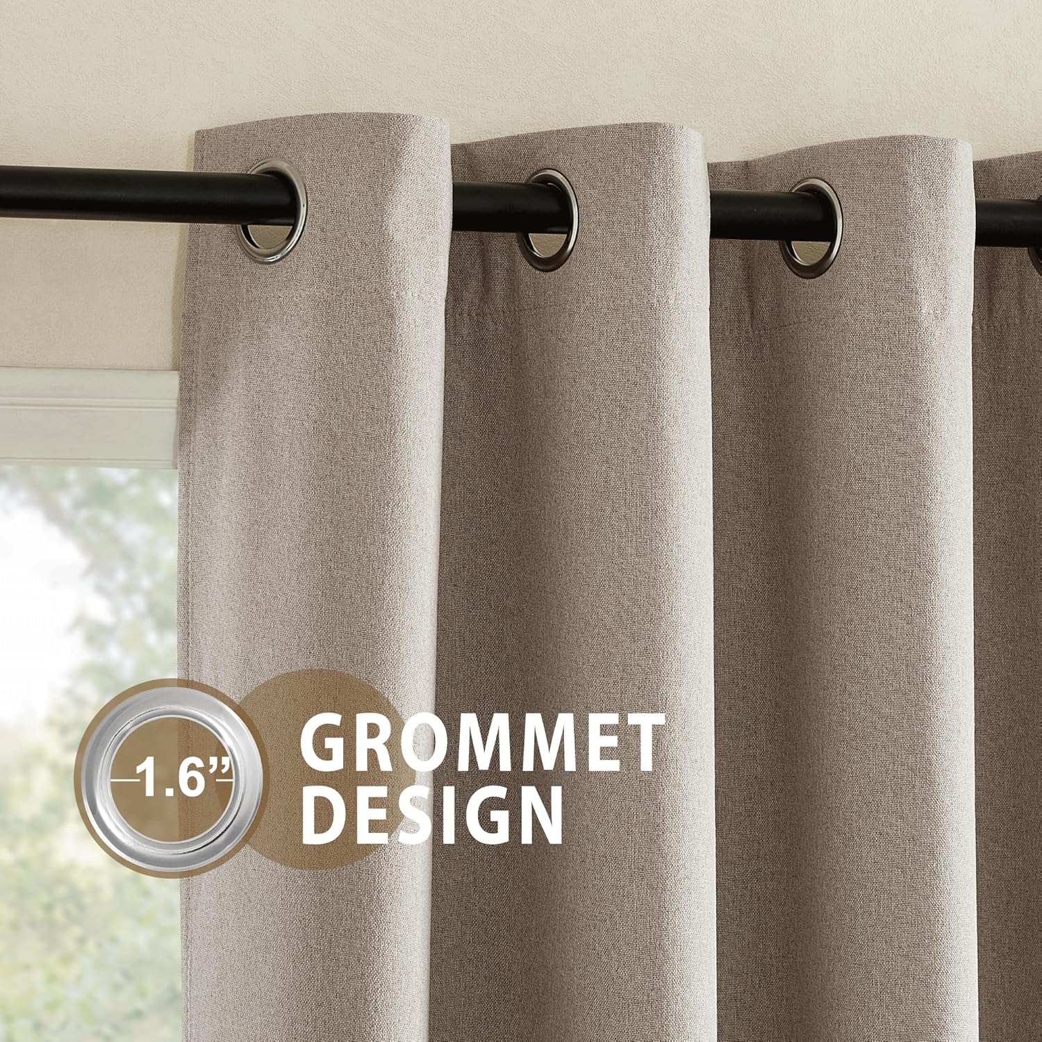 NICETOWN Linen 100% Blackout Linen Curtains 90 inches Length for Bedroom, 2 Panels, 52" W, Thermal Insulated Window Draperies for Living…