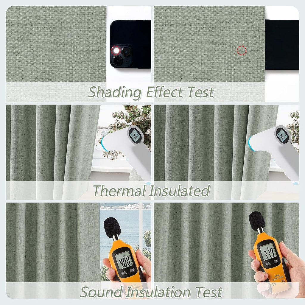 Guken 100% Blackout Curtains 100 Inch Length 2 Panels Set for Living Room Bedroom Back Tab Thermal Insulated Black Out Linen Drapes Room Da…