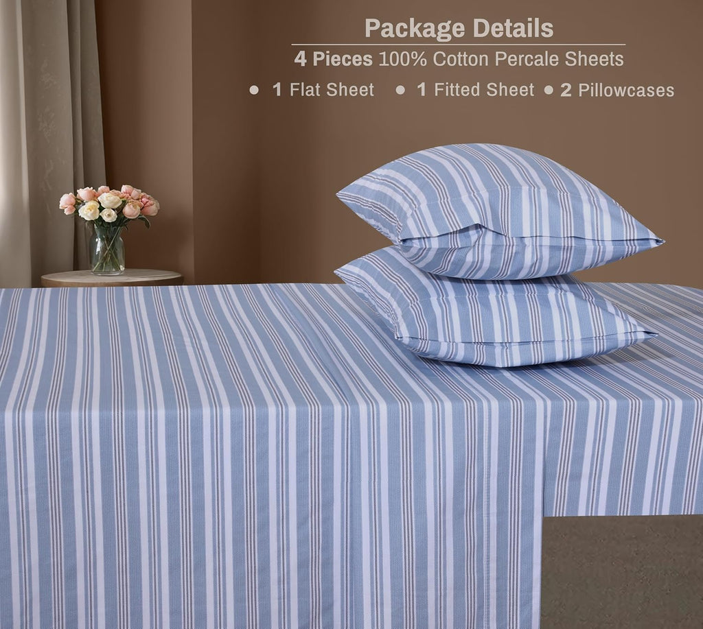 Zoyer 100% Cotton Sheets – California King Percale Bedding, Cooling & Breathable, Durable with a Crisp, Soft & Comfortable Feel, 14" Deep P…