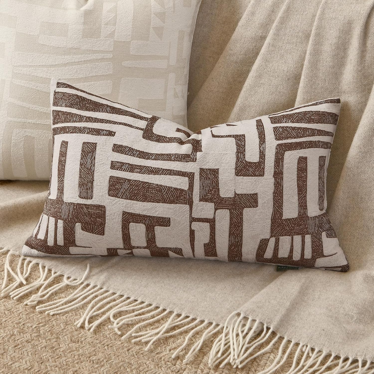 Lumbar Pillow Cushion Cover 20x12 Inch, Double-Sided Geometric Pattern Pillow Covers, Modern Designer Original Pillowcase for Sofa, Bed…