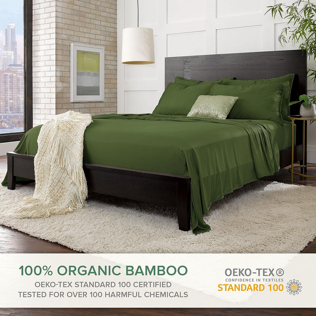 PureBamboo Pure Bamboo California King Sheets, Genuine 100% Organic Viscose Derived from Bamboo Bed Sheet Set, Soft & Cooling, Double Stitc…