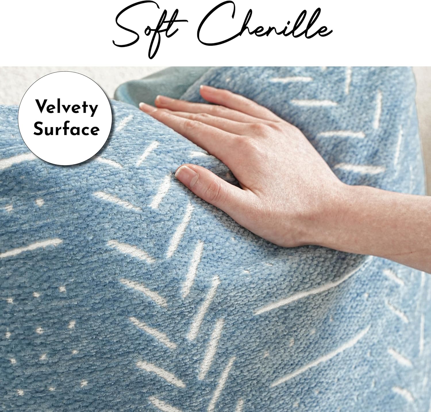 BlissBlush Coastal Blue Decorative Throw Pillow Covers 20x20 Set of 2, Soft Woven Chenille Accent Pillow Covers for Couch Sofa Bed…