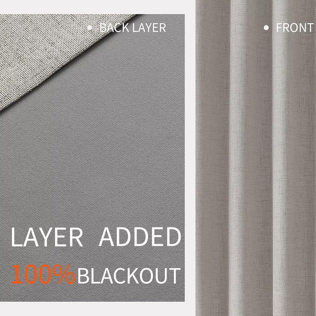 Joydeco Greyish White Blackout Curtains 120 Inches Long, Extra Long Curtains 120 Inch Length 1 Panel for Bedroom, Thermal Insulated Linen…