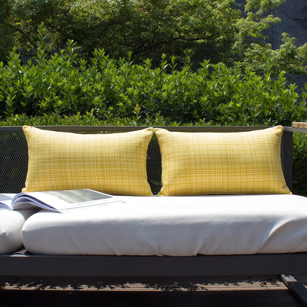 Kevin Textile Outdoor Waterproof Throw Pillow Covers 14x24 Inch Pack of 2 Woven Faux Linen Farmhouse Decorative Water Resistant Lumbar…