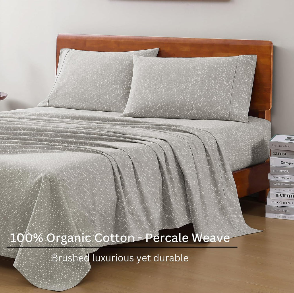 LaneLinen LANE LINEN 100% Organic Cotton Sheets King Size, Low Pilling Fade Resistant Machine Washable Naturally Cooling King Bedding Set,…
