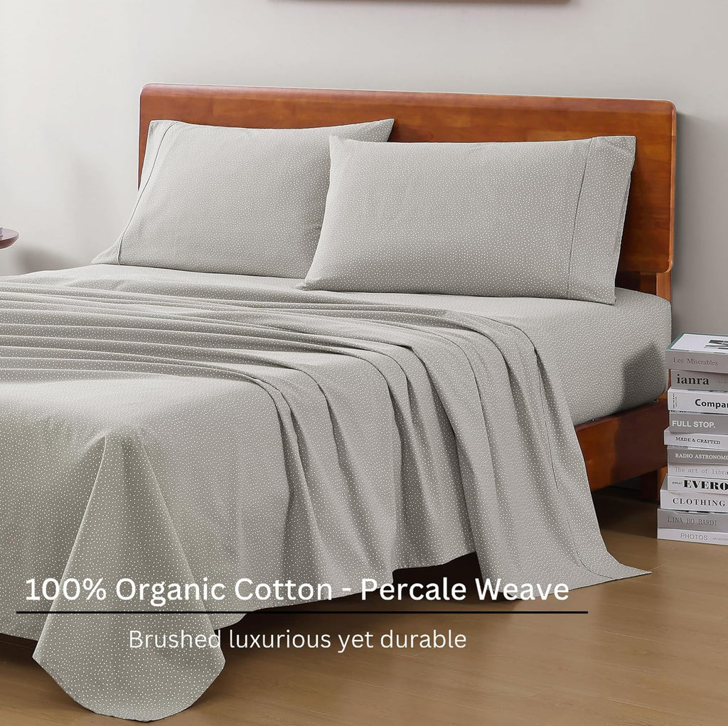 LaneLinen LANE LINEN 100% Organic Cotton Queen Sheets, Fade Resistant Printed Soft & Comfy Luxury Cotton Sheets, Percale Weave, 15" Deep Po…