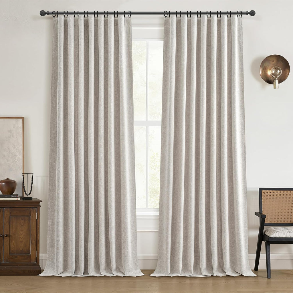 Qjmydeco Modern Neutral 88 Inch Blackout Sliding Glass Door Curtains Light and Draft Blocking Curtains & Drapes for Living Room Traverse Ri…