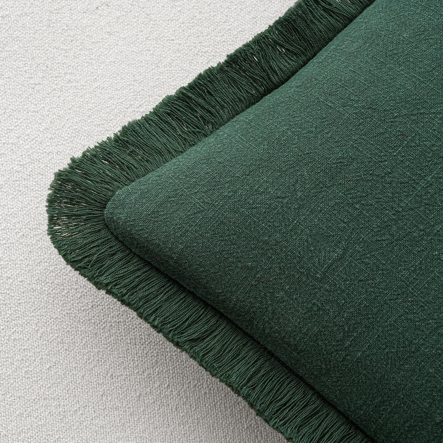Miulee Decorative Throw Pillow Covers Neutral Linen Fringe Throw Pillows Set of 2 Army Green Boho Farmhouse Cushion Covers with Tassels for…