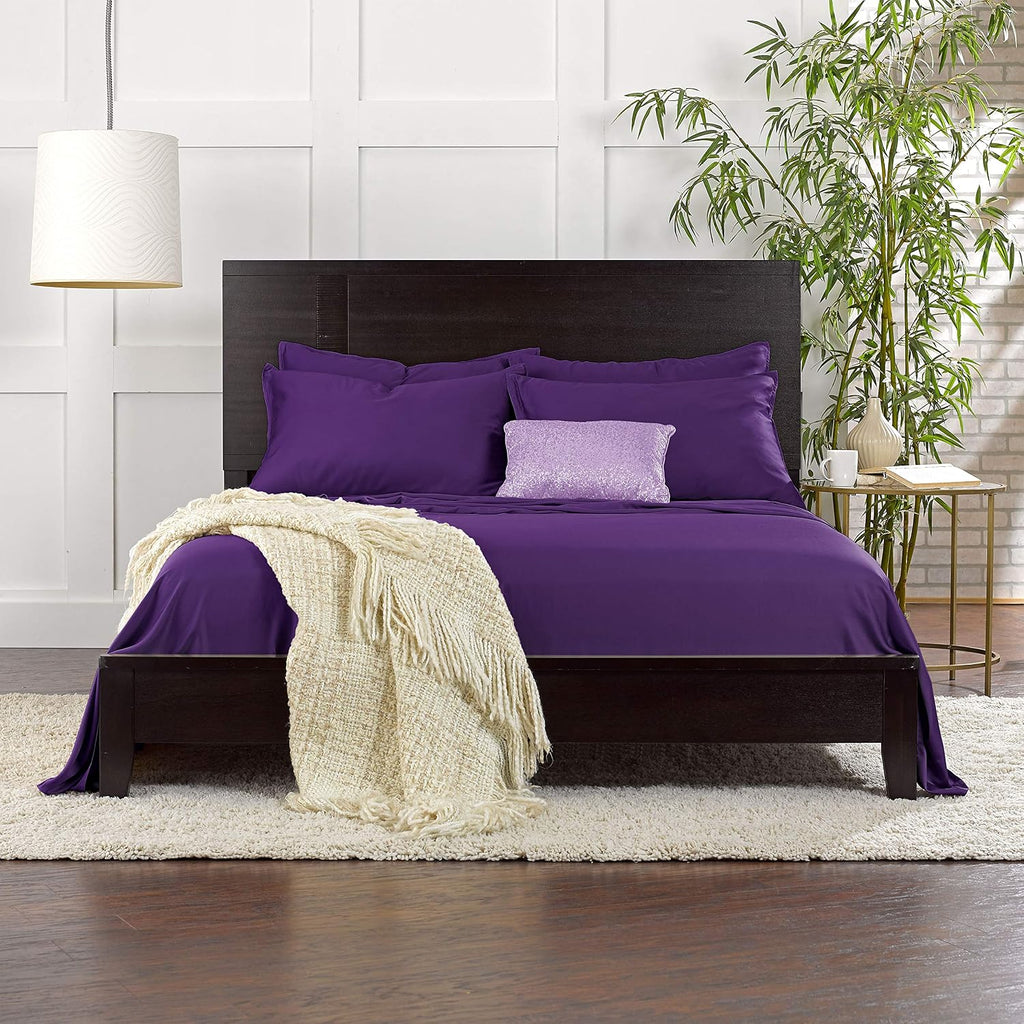 Queen Pillowcases by Pure Bamboo, Genuine 100% Organic Viscose Derived from Bamboo, Luxuriously Soft & Cooling, Double Stitching…