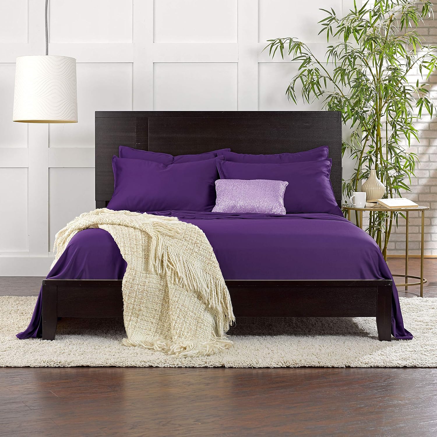 Queen Pillowcases by Pure Bamboo, Genuine 100% Organic Viscose Derived from Bamboo, Luxuriously Soft & Cooling, Double Stitching…