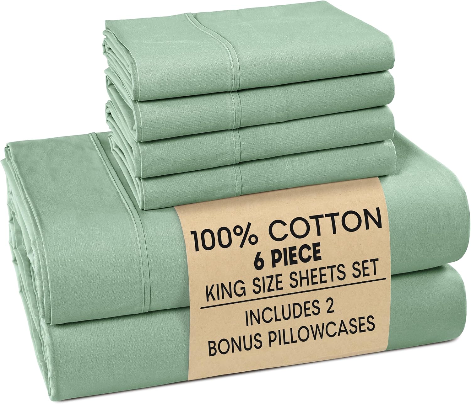 Casa Platino King Sheet Set – 100% Cotton Sheets with 4 Pillowcases, Crisp Percale Weave & Cozy Feel, Cooling & Breathable King Bed…