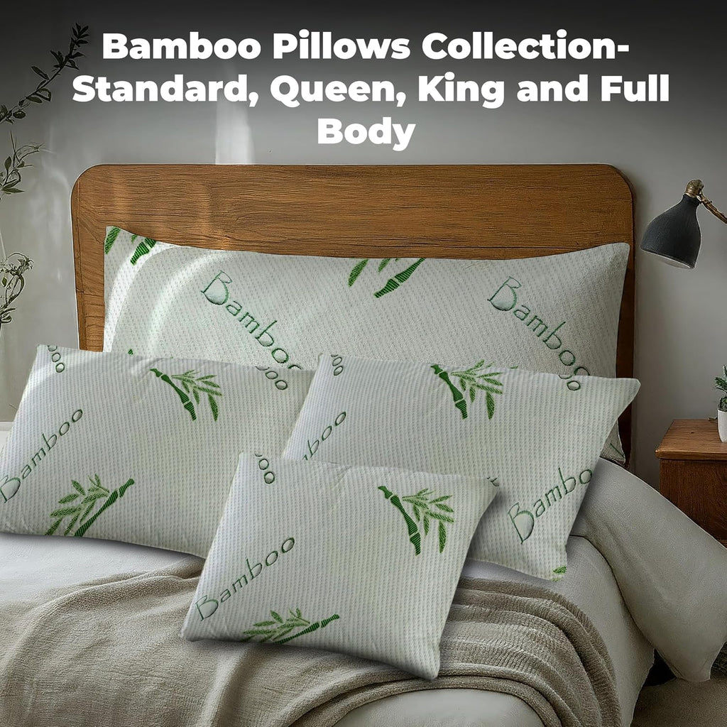 OMEO 2 Pack Standard Size Rayon Derived from Bamboo Pillow for Sleeping Shredded Memory Foam Bed Pillows for Side, Back and Stomach…
