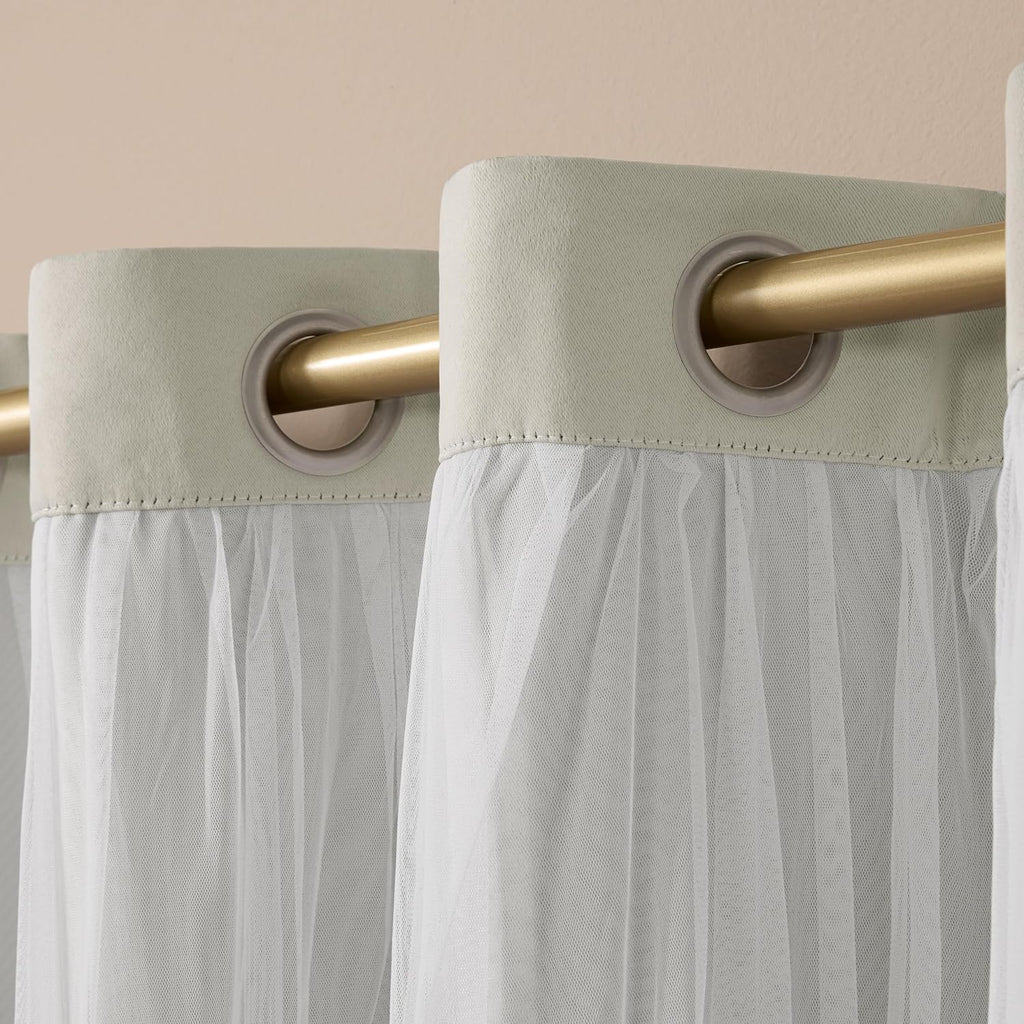 TOWN & COUNTRY LUXE Talia Double Layer Indoor Curtains, Sheer and Room Darkening Blackout, Grommet Top, Energy Efficient, 2-Pack Set…