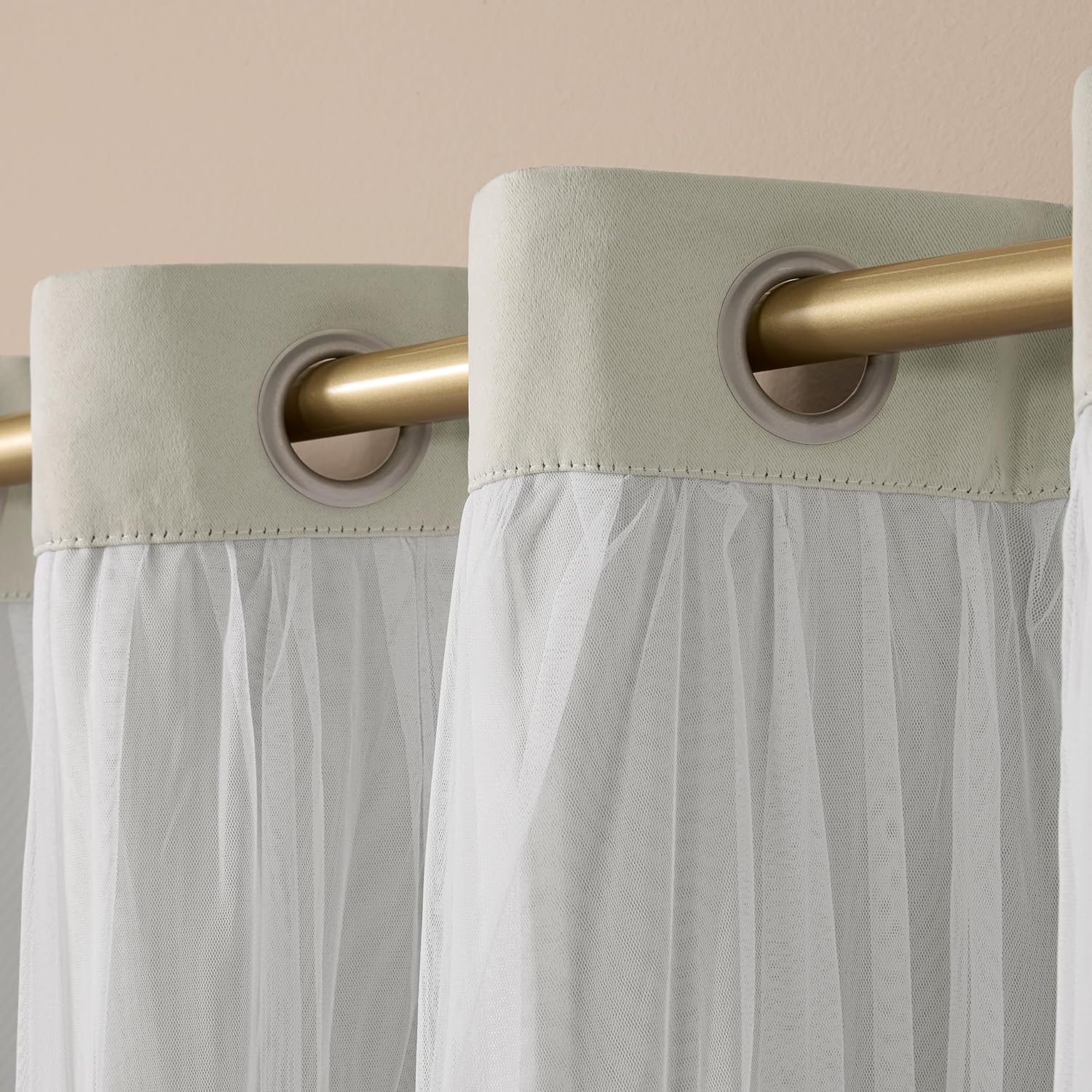TOWN & COUNTRY LUXE Talia Double Layer Indoor Curtains, Sheer and Room Darkening Blackout, Grommet Top, Energy Efficient, 2-Pack Set…