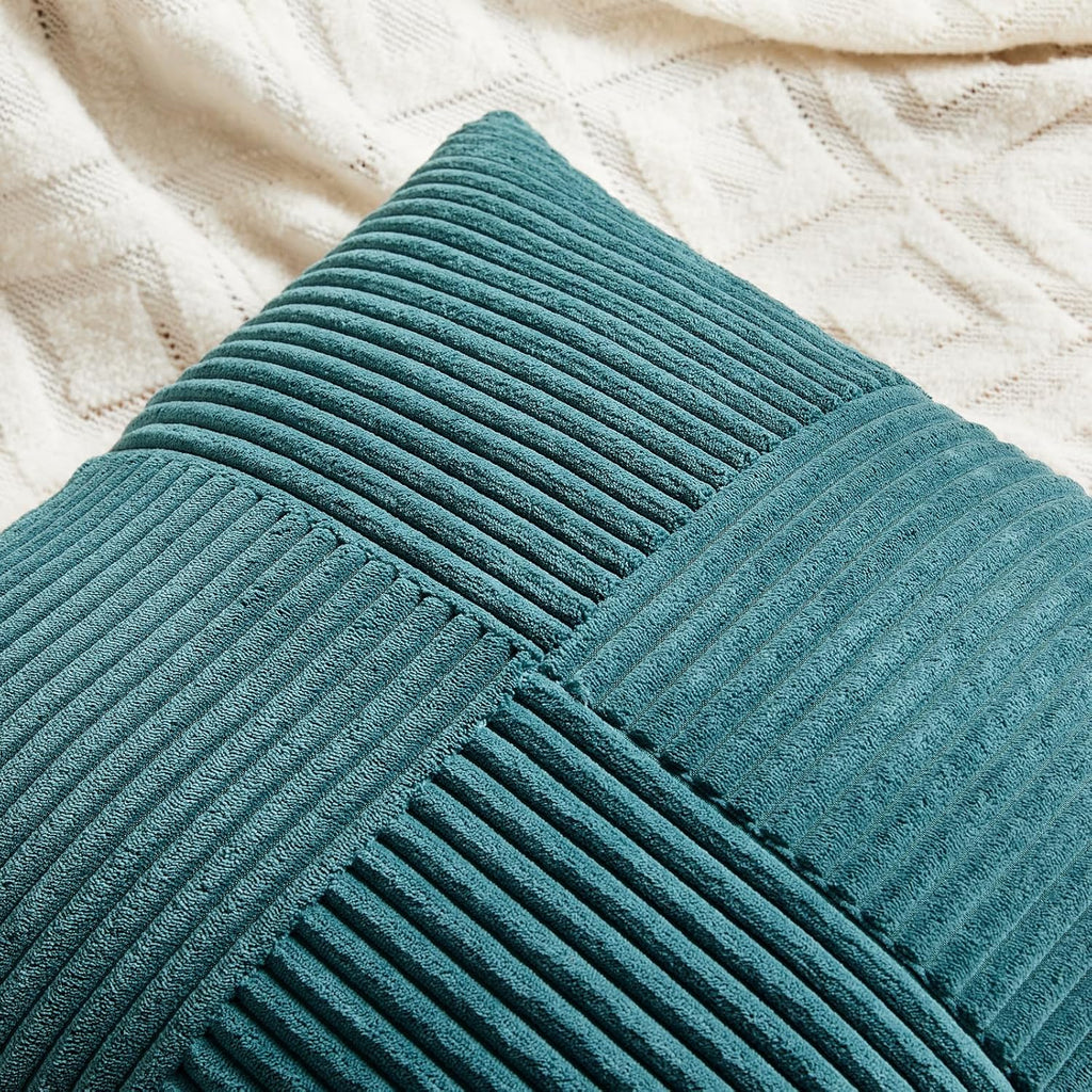 Fancy Homi 2 Packs Teal Decorative Throw Pillow Covers 18x18 Inch for Living Room Couch Bed Sofa, Rustic Farmhouse Boho Home Decor, Soft…