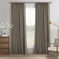 Twodrapes Flax Taupe Pinch Pleated Blackout Curtains 102 Inches Long for Bedroom 100% Black Out Thick Linen Dual Layer Pleated Drapes Farmh…