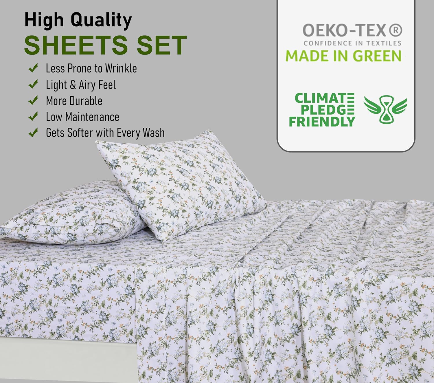 Ruvanti 100% Cotton Percale Sheets Twin XL Size – Crisp Cooling Bed Sheets for Hot Sleepers, Deep Pocket 16”, Soft Breathable & Durable Hot…