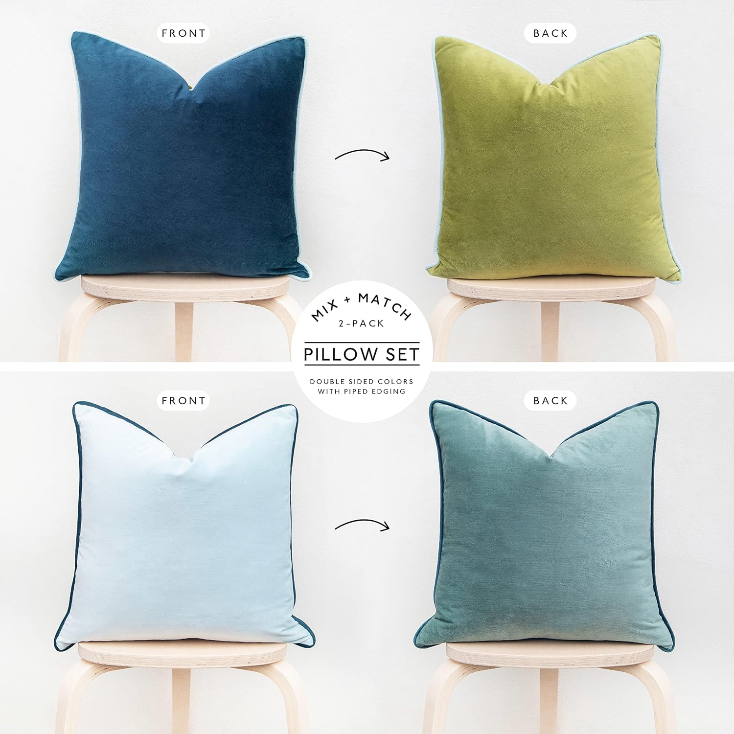 MONDAY MOOSE Decorative Throw Pillow Covers Cushion Cases, Set of 2 Soft Velvet Modern Double-Sided Designs, Mix and Match for Home…
