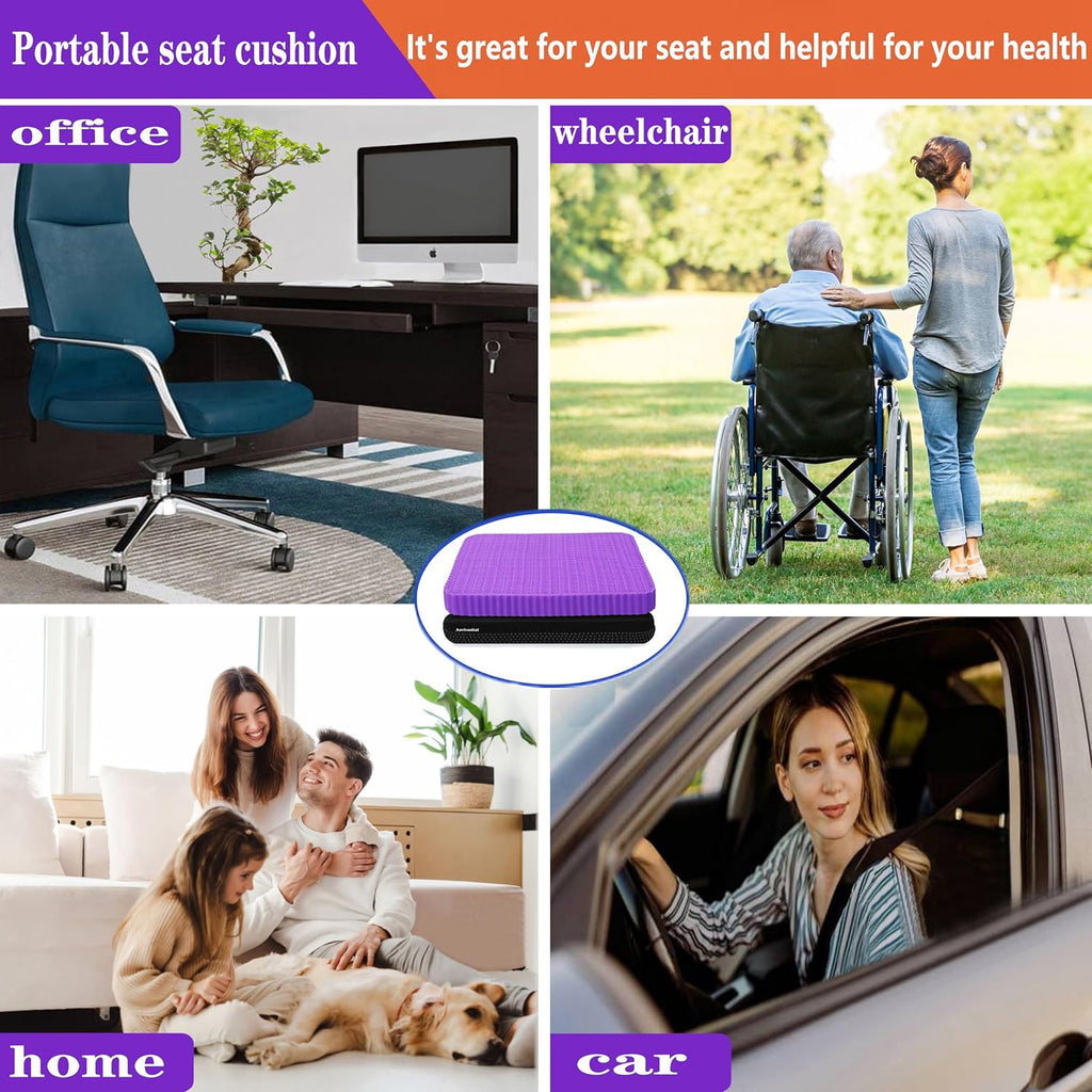 Auvivasital Innovative Gel Seat Cushion for Long Sitting, Soft and Breathable, Seat Cushion for Back, Sciatica, Hip, Tailbone, Used…