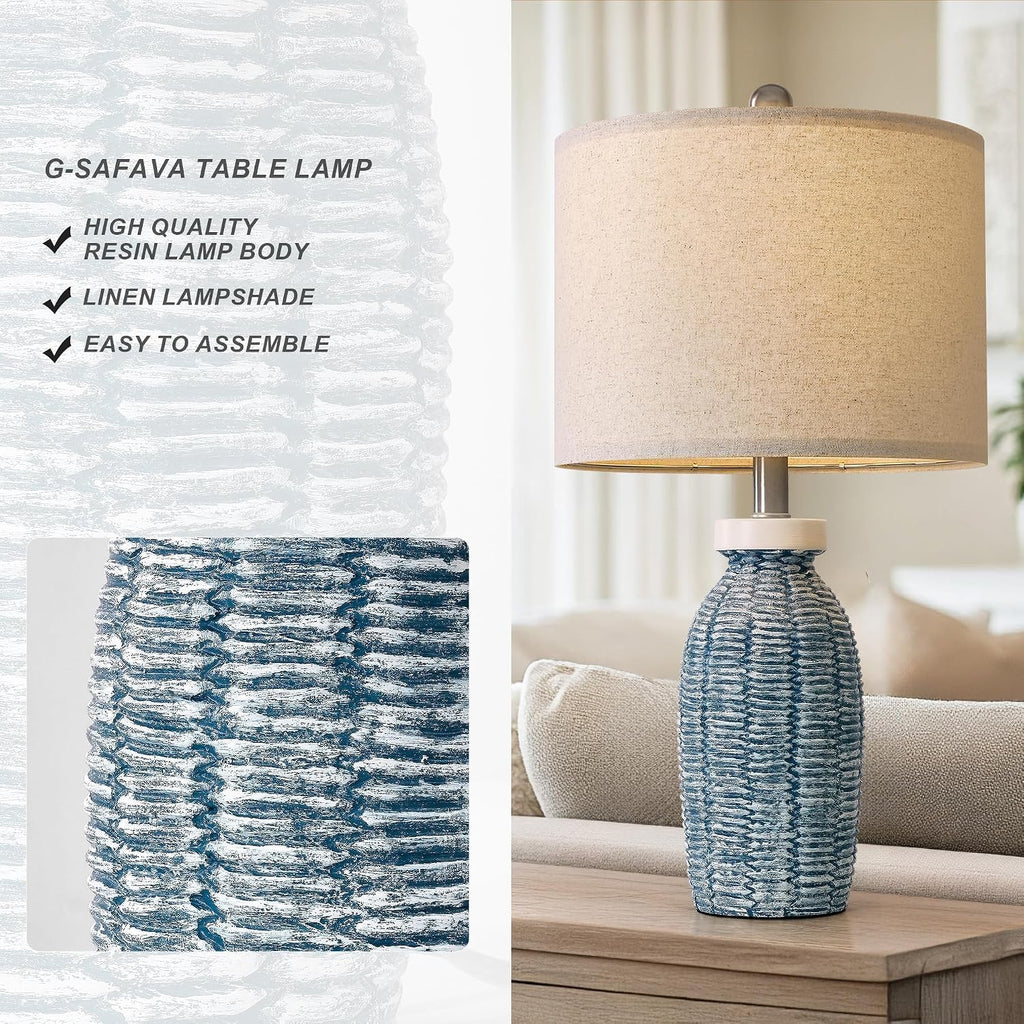 G-SAFAVA 22.75" Table Lamps for Bedroom Living Room Boho Lamp Set of 2 Farmhouse Lamp Bedside Nightstand Small Rustic Vintage Retro…