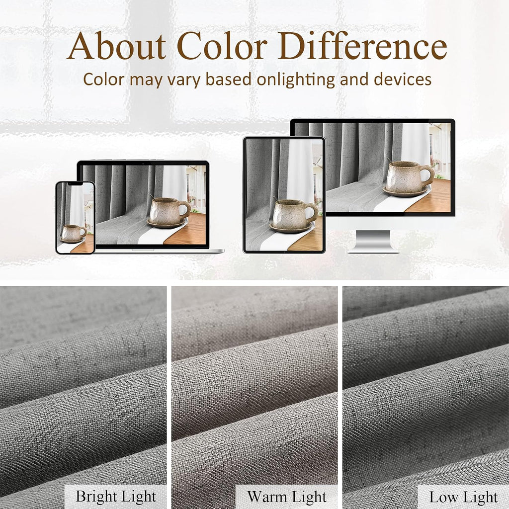 Boodii Dark Grey 100% Blackout Linen Pinch Pleated Curtains 96 Inches Long 2 Panels for Living Room Bedroom Memory Trained Thermal Insulate…
