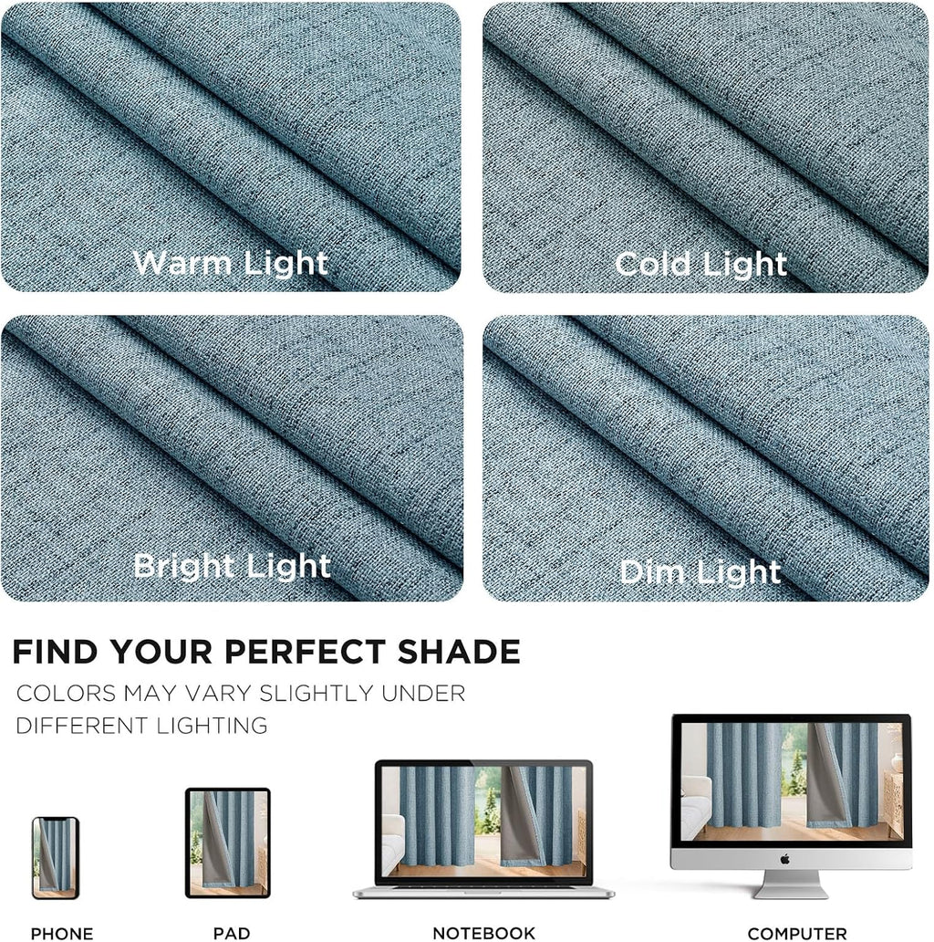 Joydeco Blackout Curtains for Bedroom - 100% Light Blocking 2 Panels Sky Blue Drapes 66" W x 84" L, Thermal Insulated Room Darkening Curtai…