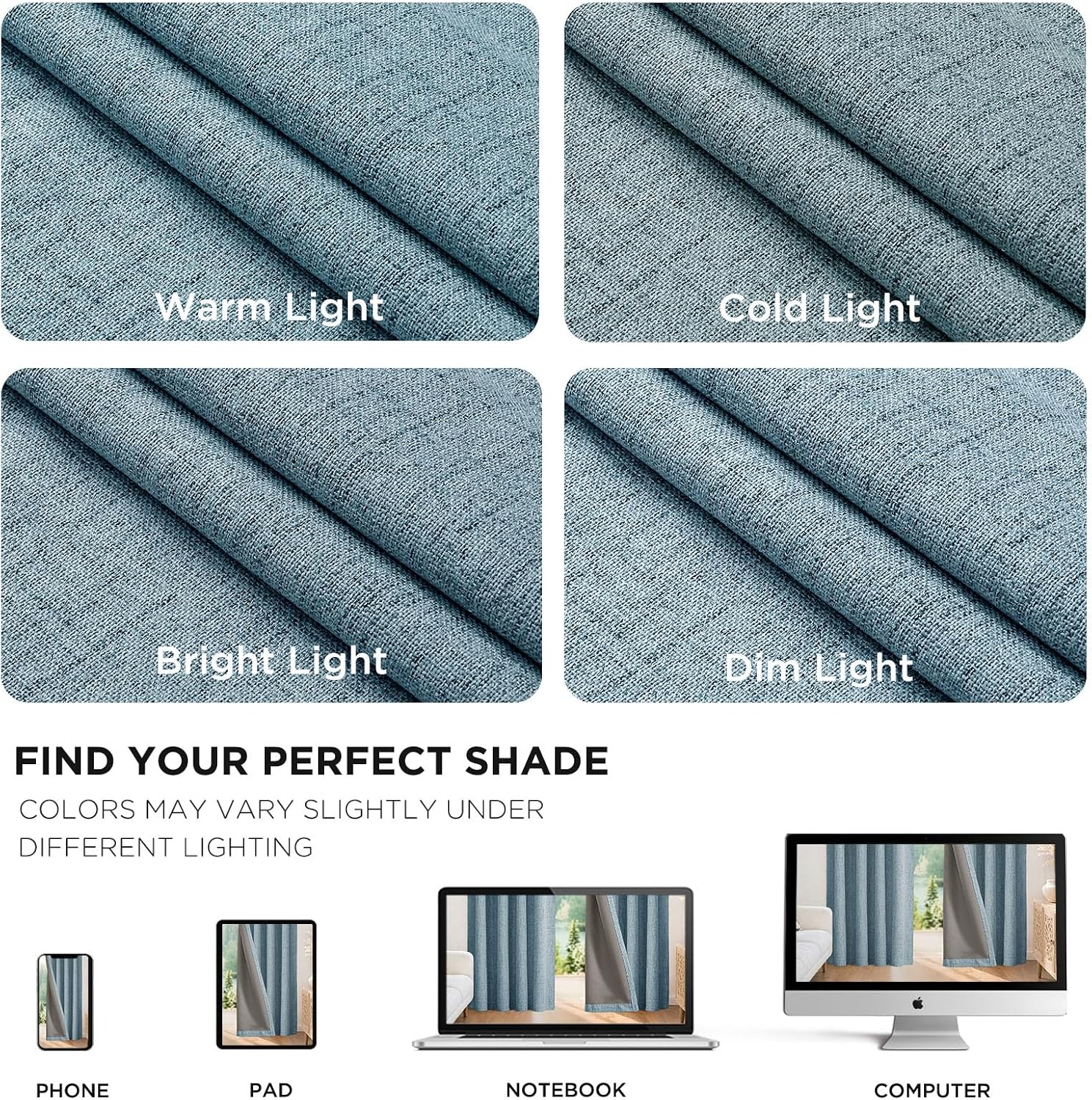 Joydeco Blackout Curtains for Bedroom - 100% Light Blocking 2 Panels Sky Blue Drapes 66" W x 84" L, Thermal Insulated Room Darkening Curtai…