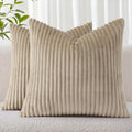 SimmoreHomeDecor Simmore Decorative Throw Pillow Covers 22x22 Set of 2, Soft Natural Plush Flannel Double-Sided Fluffy Couch Euro Sham Pill…