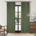 Twodrapes Olive Green Blackout Pinch Pleat Curtains 84 Inches Long 2 Panels for Living Room Bedroom 100% Black Out Linen Dual Layer Pleated…