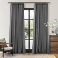 Twodrapes Grey 96 Inch Blackout Pinch Pleated Curtains 2 Panel Set for Living Room Darkening Thick Linen Textured 100% Black Out Drapes 96…