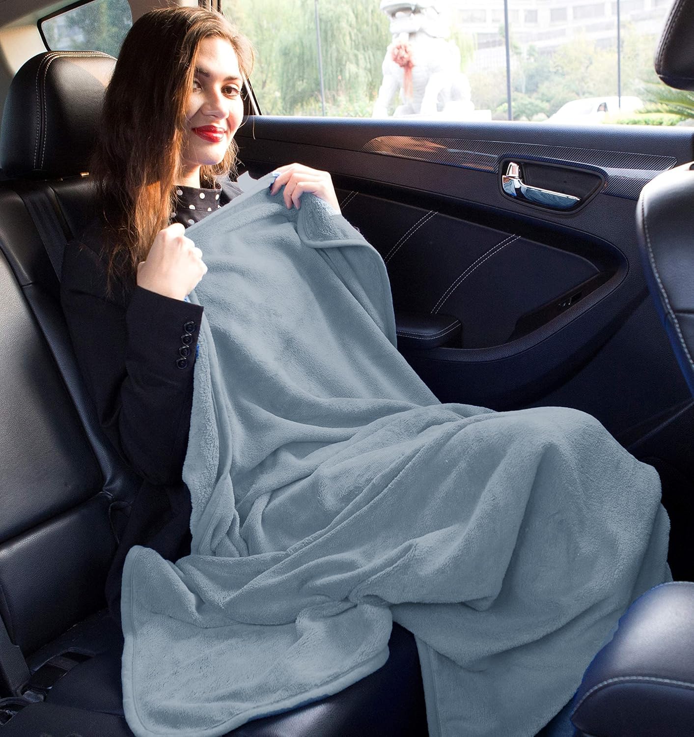 BlueHills Premium Soft Long Travel Blanket Pillow for Tall Airplane Flight Essentials Large Compact 2 in 1 Airline Throw Packable Warm…