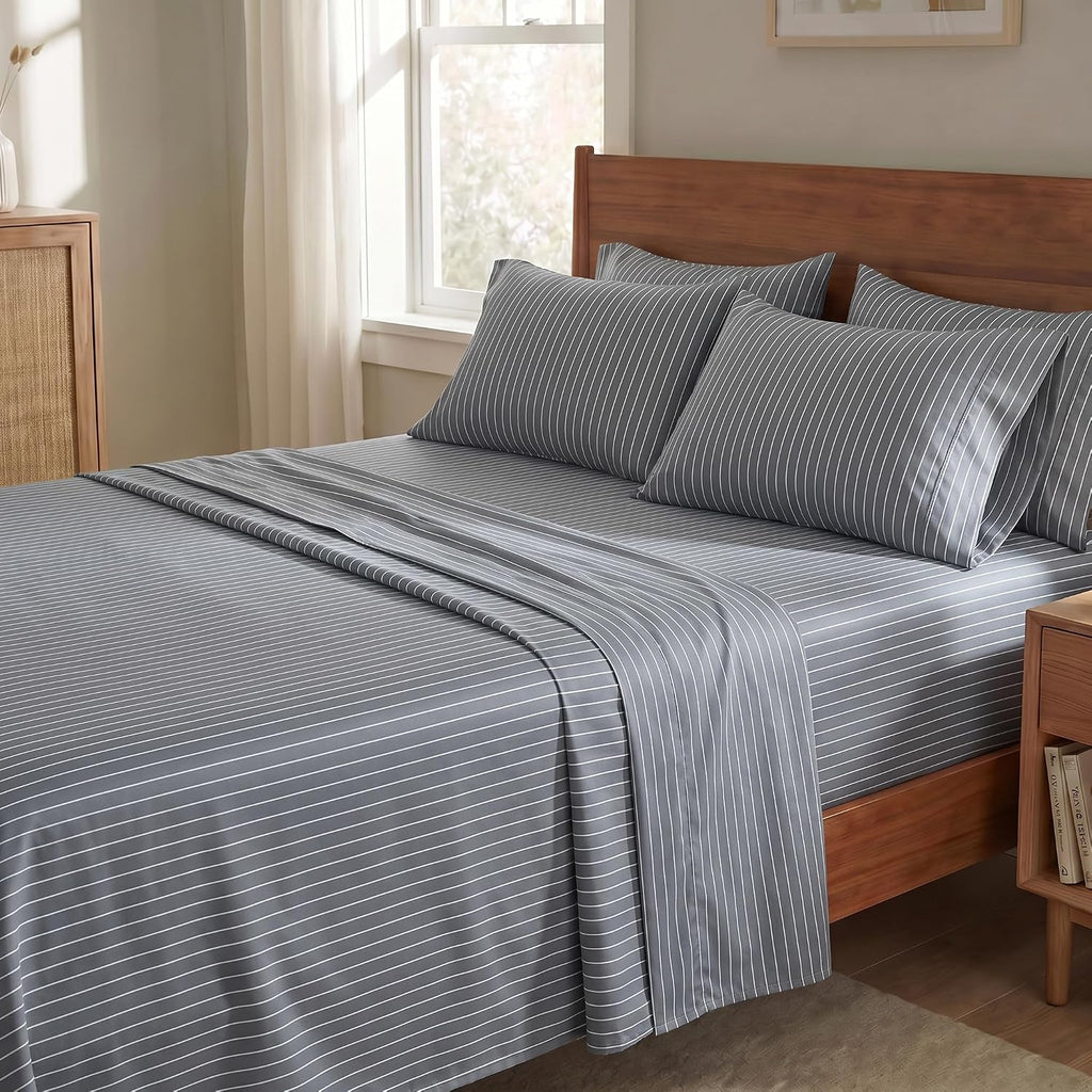 Perupima Peru Pima 415 Thread Count Percal Full Sheet Set - 100% Peruvian Pima Cotton, 4 Piece (Flat, Fitted, 2 Pillowcases) - Cooling, Cri…