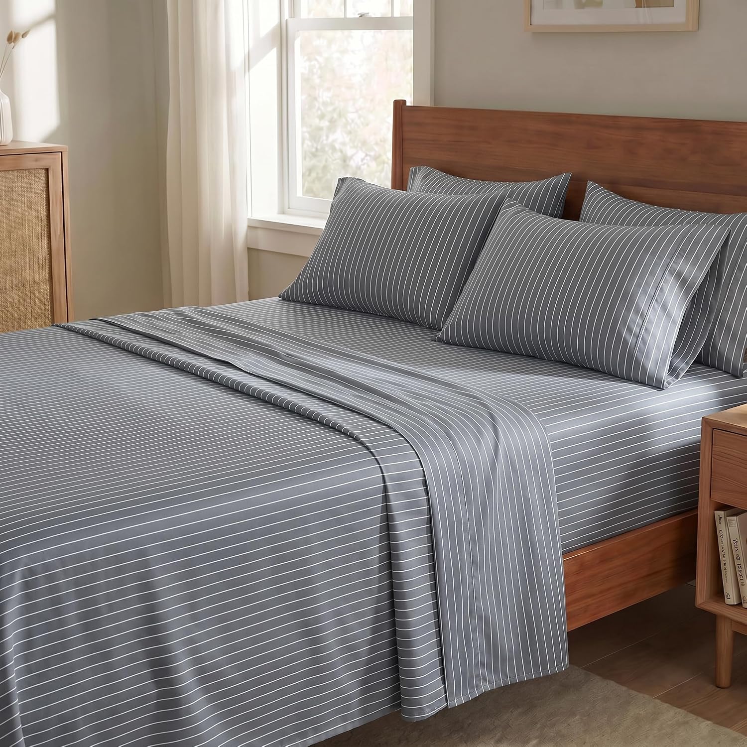 Perupima Peru Pima 415 Thread Count Percal Full Sheet Set - 100% Peruvian Pima Cotton, 4 Piece (Flat, Fitted, 2 Pillowcases) - Cooling, Cri…