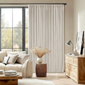 Twodrapes Extra Wide Pleated Linen Blackout Curtains 84 Inches Long for Bedroom Sliding Glass Door Memory Trained Pinch Pleat Double Layer…