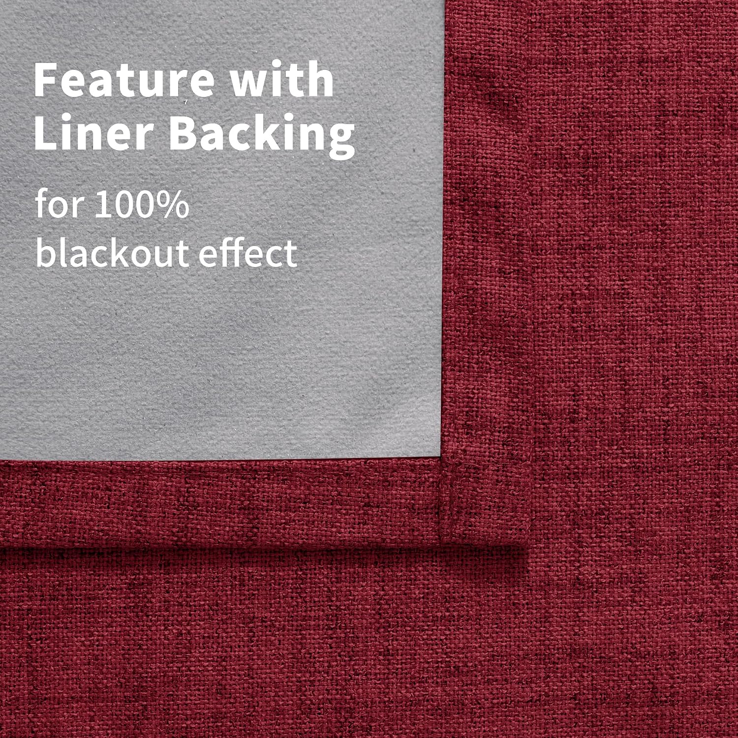 YoungsTex Burgundy Linen Blackout Curtains 80 Inches Long for Bedroom, Thermal Insulated Window Drapes with Grommet Light Blocking for Livi…