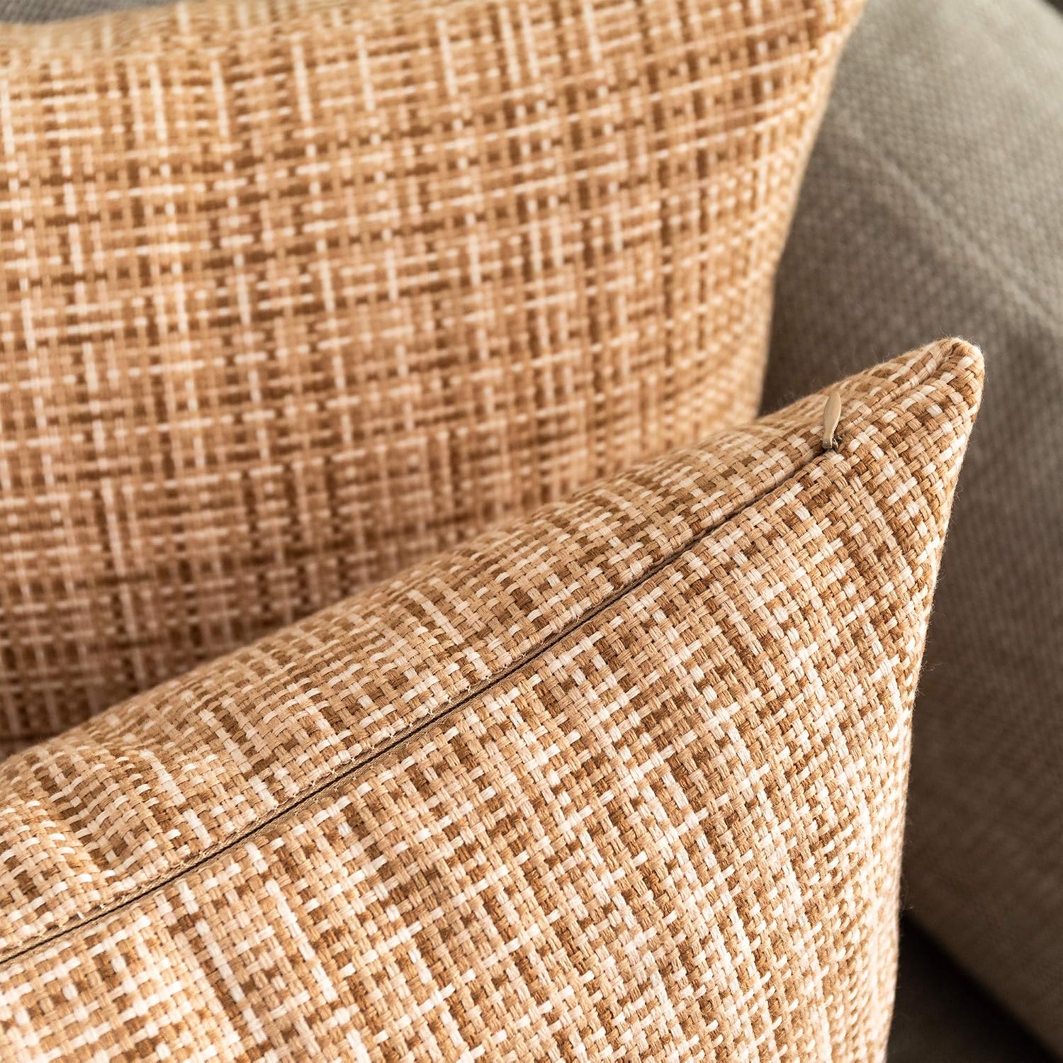 Kevin Textile Outdoor Waterproof Throw Pillow Covers 14x24 Inch Pack of 2 Woven Faux Linen Farmhouse Decorative Water Resistant Lumbar…