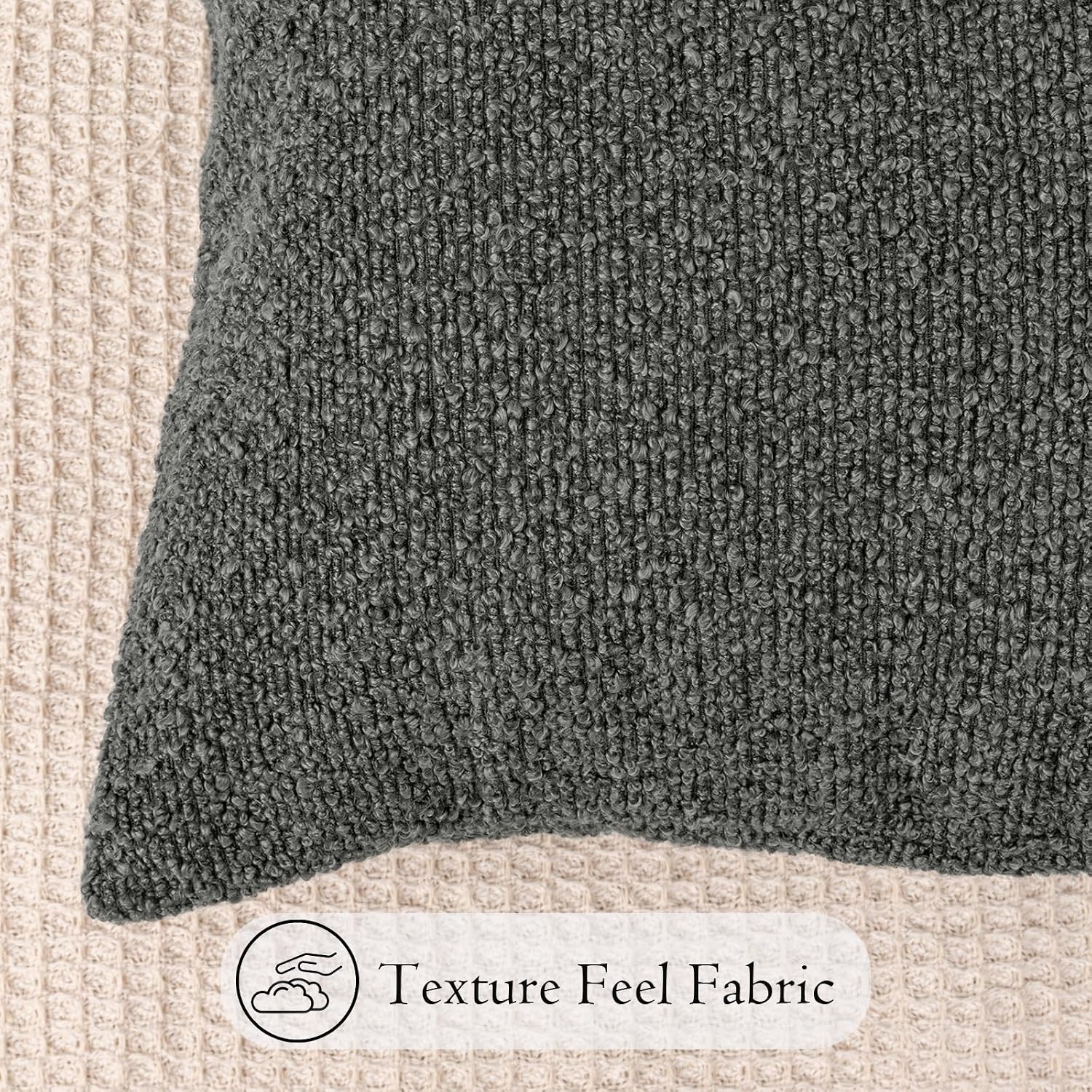 JoraLion 20x54 inch Neutral Boucle Body Pillow Cover, Dark Grey Long Pillow Cover Cozy Soft Cushion Case for Couch Sofa Bed Living Room…