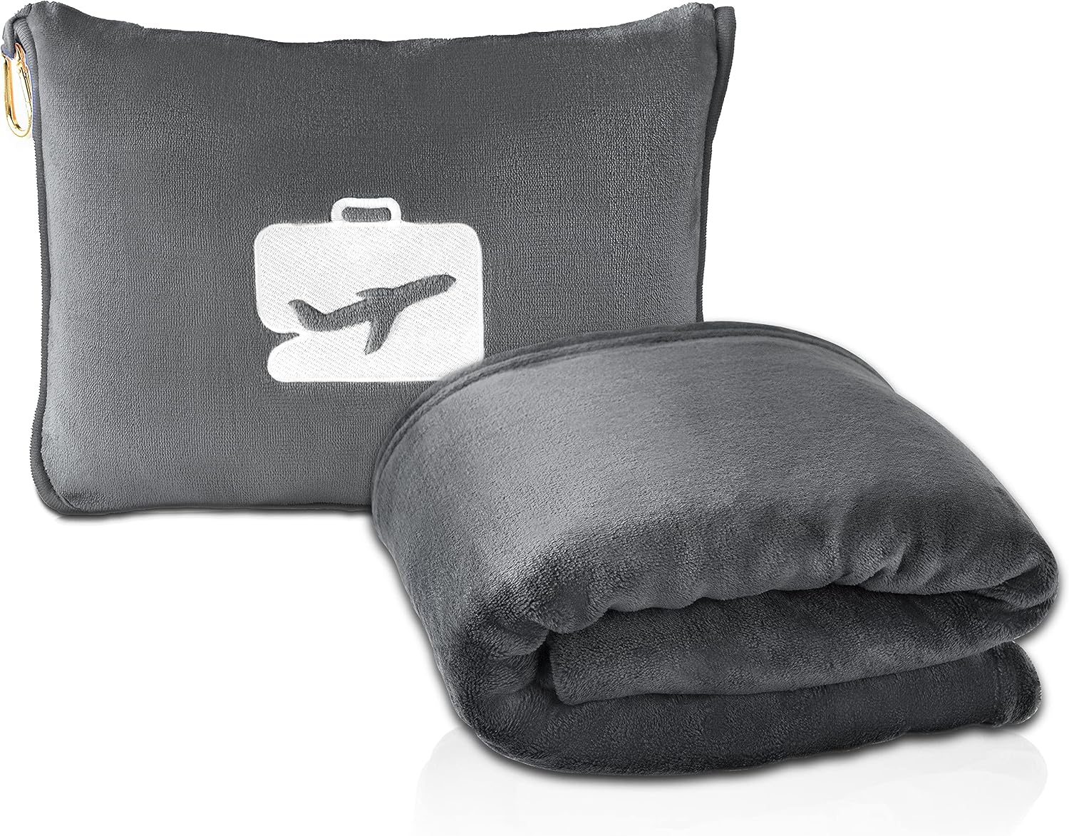 EverSnug Travel Blanket and Pillow - Premium Soft 2 in 1 Airplane Blanket with Soft Bag Pillowcase, Hand Luggage Sleeve and Backpack Clip…