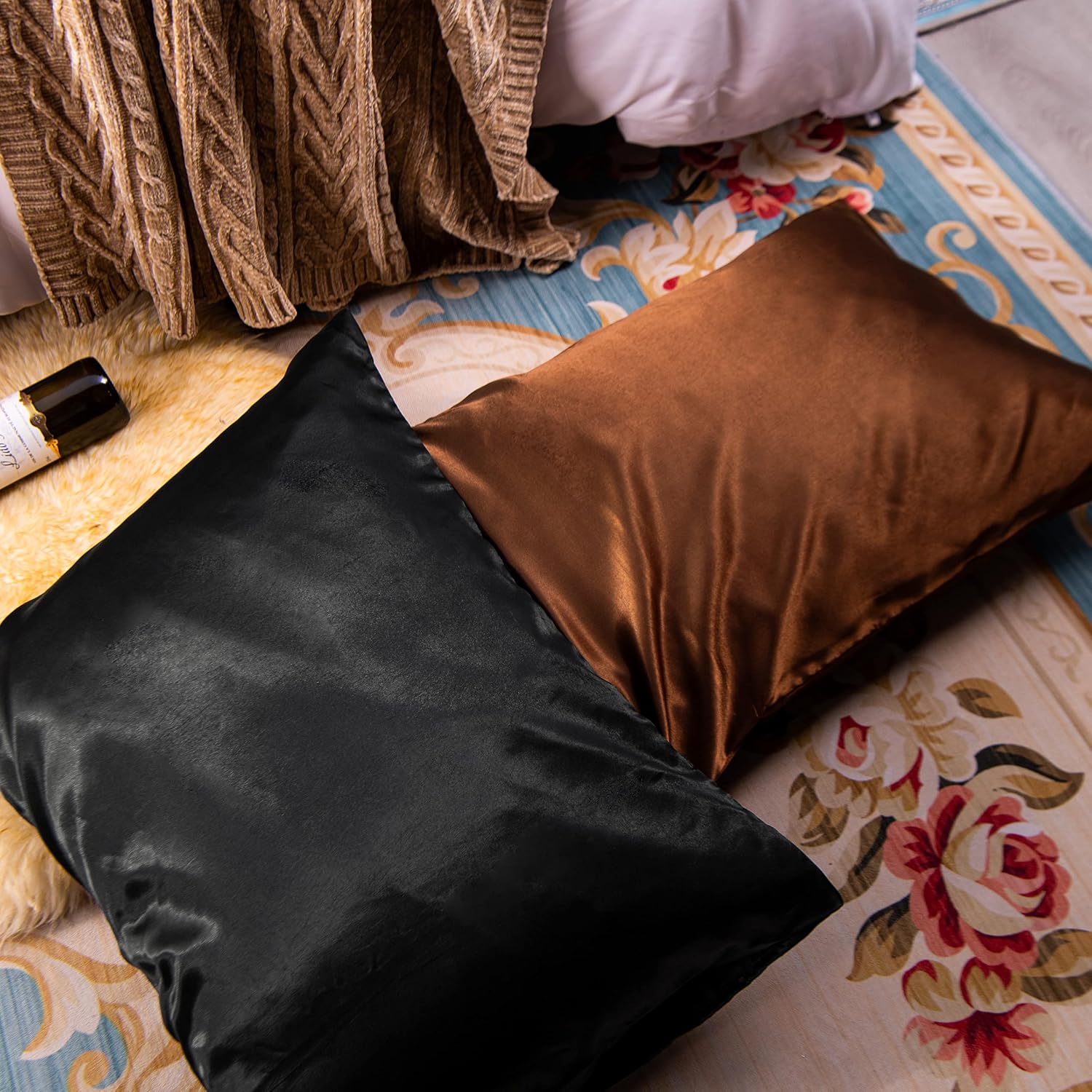 Ntbay 12 Pack Satin King Pillowcases for Hair and Skin, Luxurious and Silky Pillow Cases with Envelope Closure, 20 x 36 Inches, Black 12 Pa…
