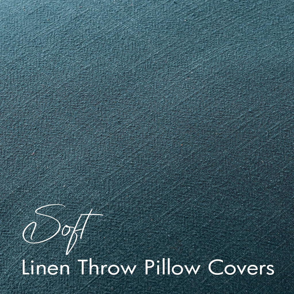 EMEMA Decorative Linen Throw Pillow Covers 24x24 Inch Navy Blue Boho Farmhouse Neutral Couch Throw Pillows for Bed Pack of 2 Accent…