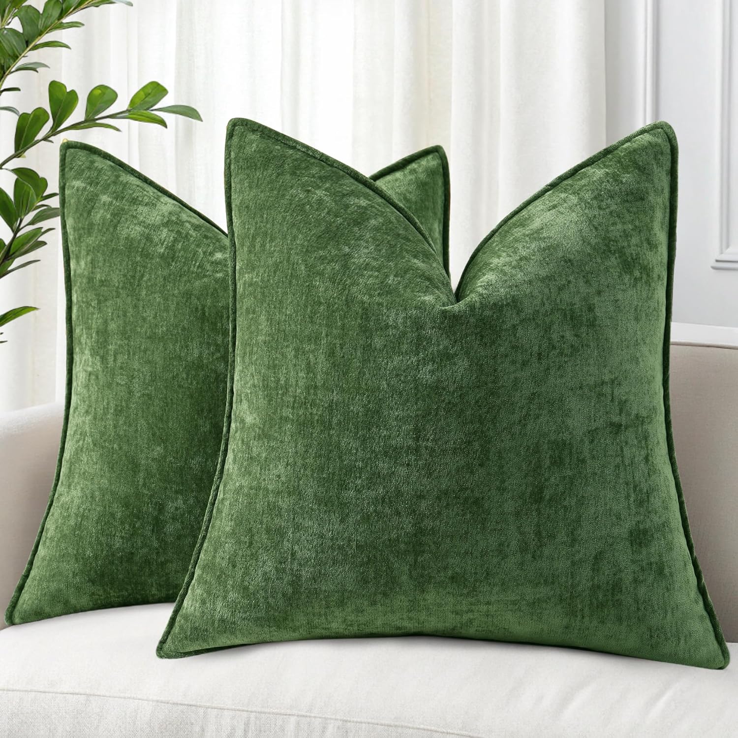 decorUhome Summer Couch Throw Pillow Covers 16x16 Set of 2, Decorative Soft Velvet Modern Cozy Chenille Pillow Cases with Elegant Design fo…