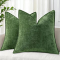 decorUhome Summer Couch Euro Sham Throw Pillow Covers 24x24 Set of 2, Decorative Soft Velvet Modern Cozy Chenille Pillow Cases with Elegant…