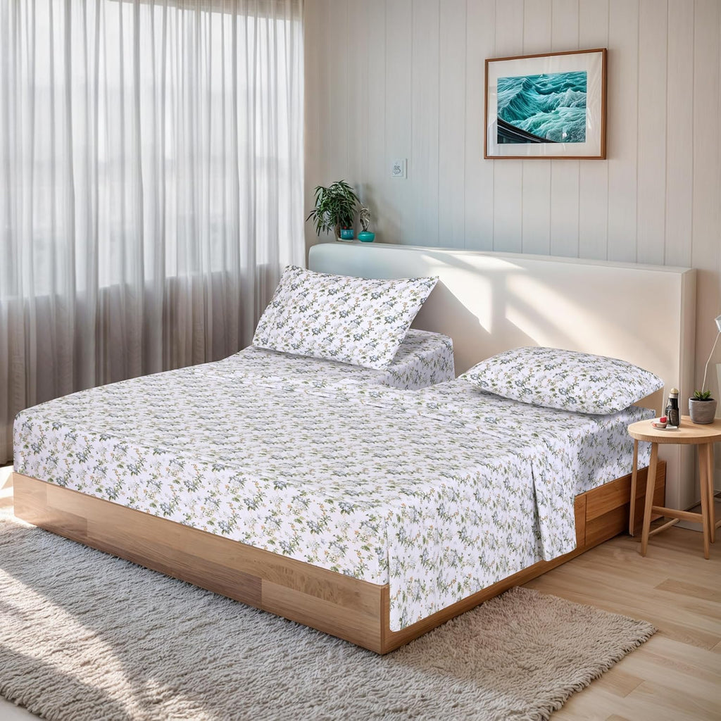 Ruvanti 100% Cotton Percale Sheets Split King Size – Crisp Cooling Bed Sheets for Hot Sleepers, Deep Pocket 16”, Soft Breathable & Durable…