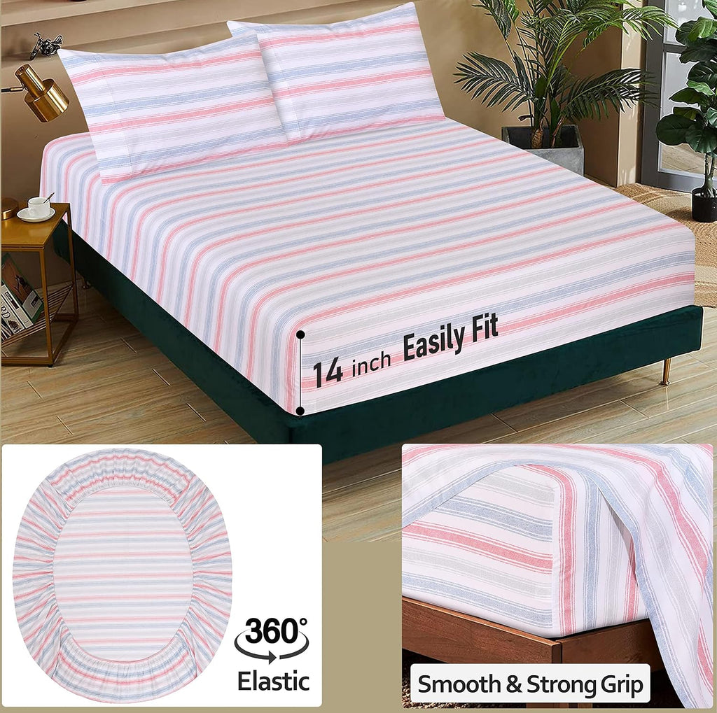 Ruvanti 100% Cotton Percale Sheets California King Size – Crisp Cooling Bed Sheets for Hot Sleepers, Deep Pocket 14”, Soft Breathable & Dur…