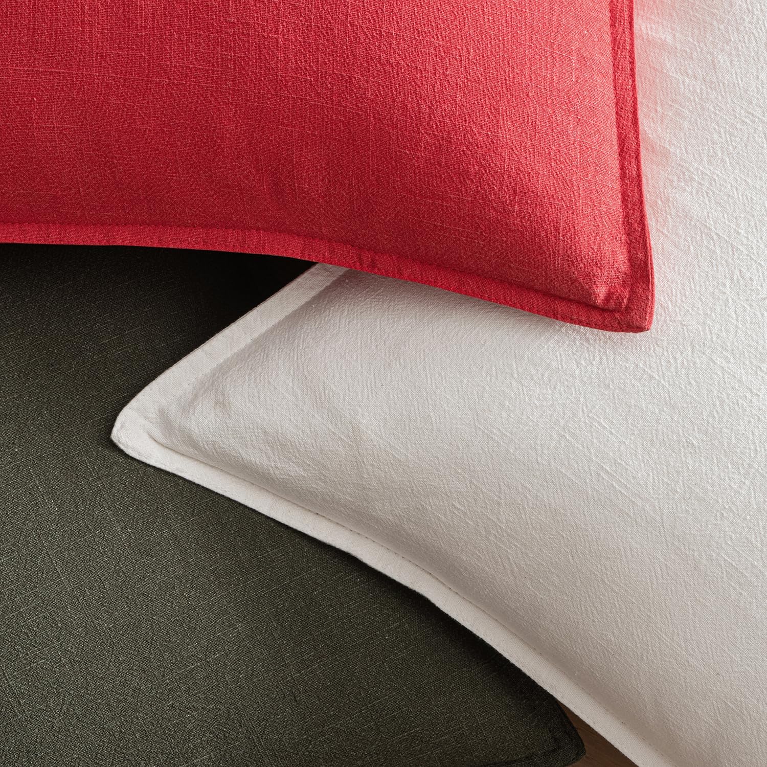 EMEMA Christmas Throw Pillow Covers Decorative Linen Pillow Covers 24x24 Inch Red Boho Farmhouse Neutral Couch Throw Pillows for Bed Pack…