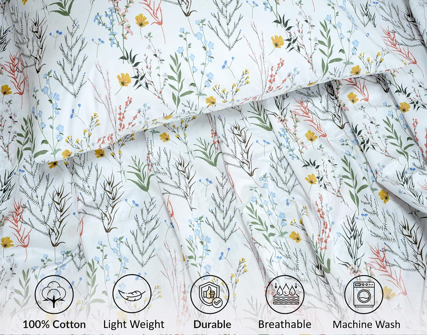 Ruvanti 100% Cotton Percale Sheets Queen Size – Crisp Cooling Bed Sheets for Hot Sleepers, Deep Pocket 16”, Soft Breathable & Durable Hotel…