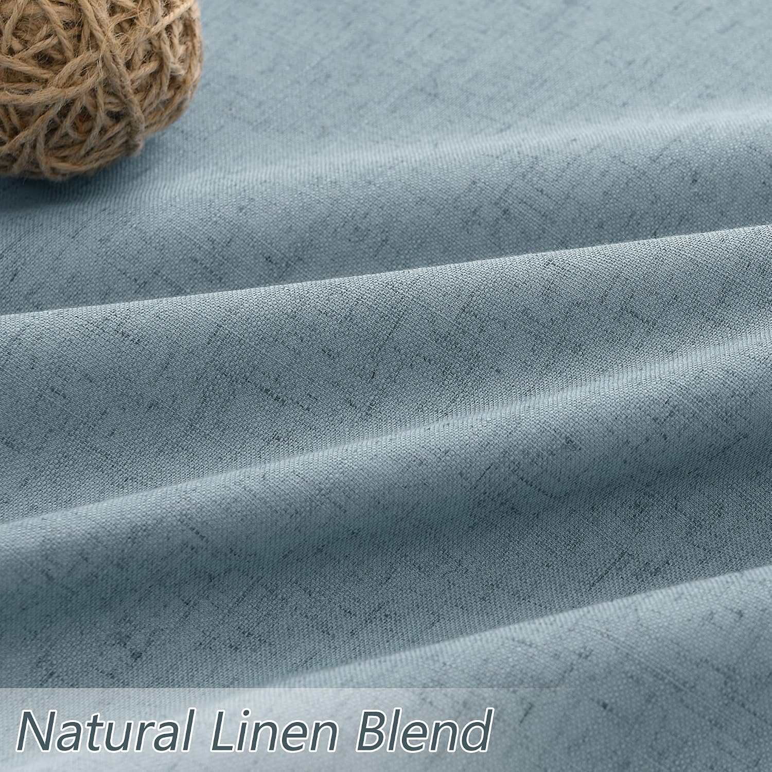 Guken Blue 100% Blackout Linen Curtains 78 Inch Length 2 Panels Set for Living Room Bedroom Back Tab Thermal Insulated Black Out Drapes Roo…