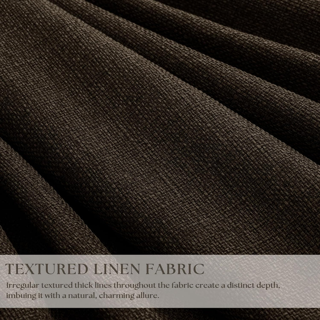 Twodrapes Dark Chocolate Pinch Pleated 100% Blackout Linen Bedroom Curtains 80 Inch Length Double Layer Pleat Curtains Ring Hooks Back Tab…