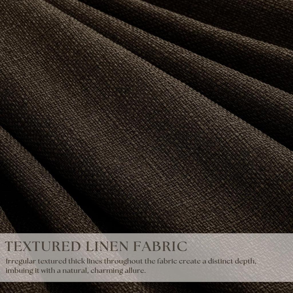 Twodrapes Dark Chocolate 100 Inch Linen Pleated Blackout Long Curtains for Living Room Memory Trained Dual Layer Heavy Burlap Curtain Sound…