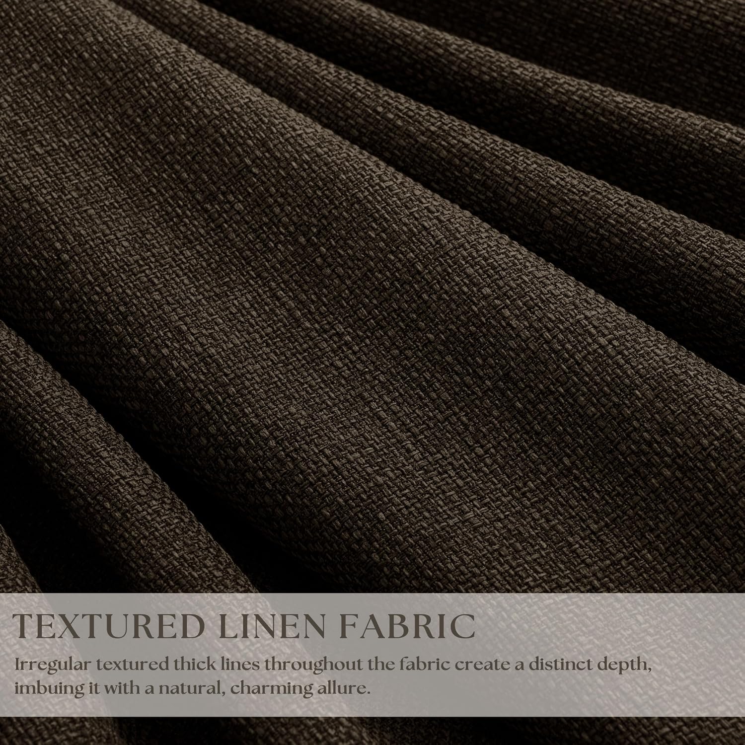 Twodrapes Dark Chocolate 100 Inch Linen Pleated Blackout Long Curtains for Living Room Memory Trained Dual Layer Heavy Burlap Curtain Sound…